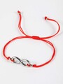 Textilní náramek červená šňůrka s motivem nekonečna, stříbrná chirurgická ocel
