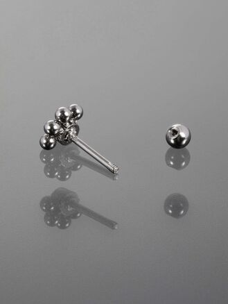 Činka piercing do ucha čirý kamínek a kuličky, z chirurgické oceli 