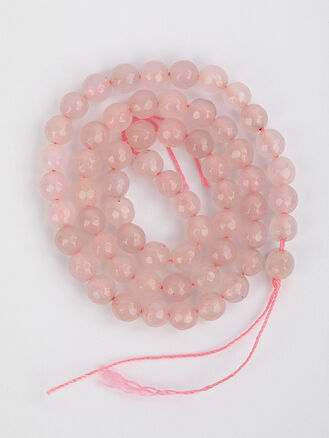 Korálková šňůra z růžových broušených skleněných kuliček, velikost korálků 6 mm