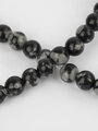 Korálková šňůra z kuliček vločkového obsidiánu, velikost korálků 6 mm