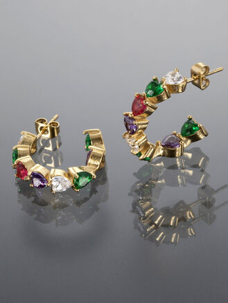 Náušnice srdíčka z barevných krystalků