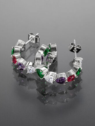 Náušnice srdíčka z barevných krystalků