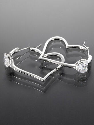 Náušnice z chirurgické oceli srdce s krystalem