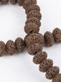Korálková šňůra z hnědých korálků lávy, tvar disku, průměr 8 mm