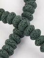 Korálková šňůra z šedomodrých korálků lávy, tvar disku, průměr 8 mm
