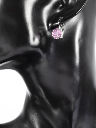 Náušnice z chirurgické oceli s růžovým krystalkem