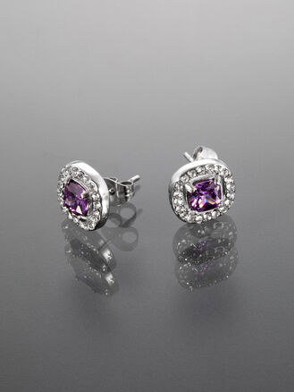 Náušnice s fialovým krystalkem