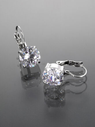 Náušnice z chirurgické oceli s čirými krystalky