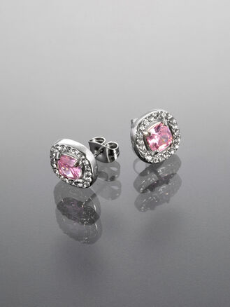 Náušnice s růžovým krystalkem