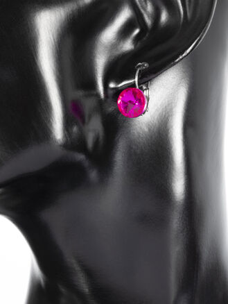 Náušnice z chirurgické oceli s růžovým krystalkem