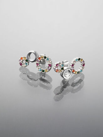 Náušnice z chirurgické oceli s barevnými krystalky