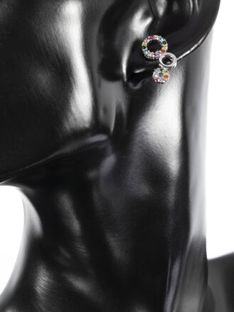 Náušnice z chirurgické oceli s barevnými krystalky