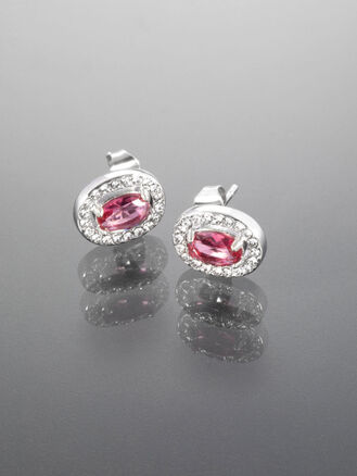 Elegantní náušnice ze stříbra s červenými krystalky