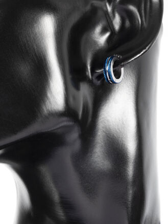 Náušnice kruhy z chirurgické oceli modro stříbrné