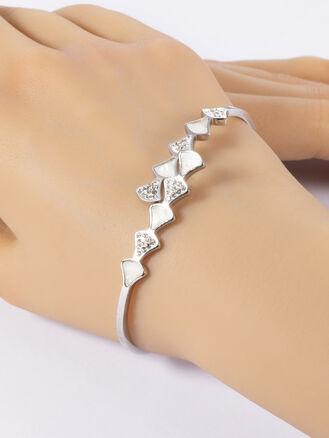 Náramek z chirurgické oceli s krystaly a perletí