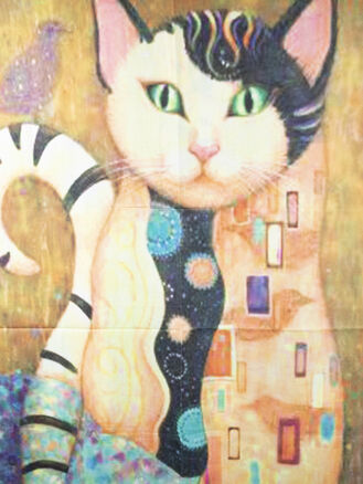 Delfin dámská šála růže Kočka - Gustav Klimt