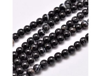 Korálková šňůra z kuliček černého achátu, průměr 4 mm