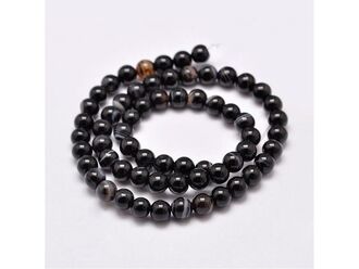 Korálková šňůra z kuliček černého achátu, průměr 4 mm