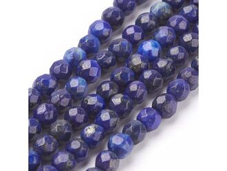 Korálková šňůra z kuliček fazetovaného lapisu lazuli, průměr 4 mm