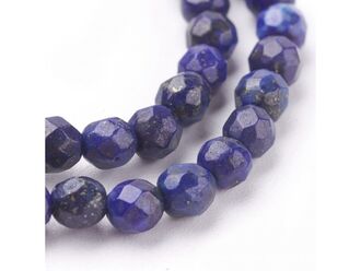 Korálková šňůra z kuliček fazetovaného lapisu lazuli, průměr 4 mm