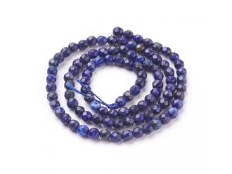 Korálková šňůra z kuliček fazetovaného lapisu lazuli, průměr 4 mm