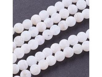 Korálková šňůra z kuliček bílého matného achátu, průměr 6 mm