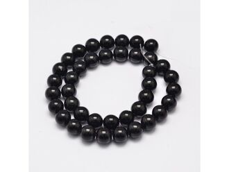 Korálková šňůra z kuliček černého obsidiánu, průměr 6 mm