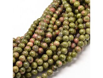 Korálková šňůra z kuliček unakitu, průměr 6 mm