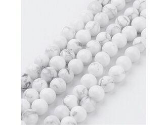 Korálková šňůra z kuliček bílého magnezitu, průměr 6 mm