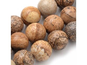 Korálková šňůra z kuliček obrázkového jaspisu, průměr 6 mm