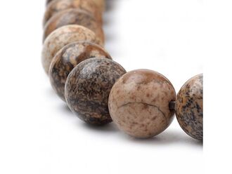 Korálková šňůra z kuliček obrázkového jaspisu, průměr 6 mm