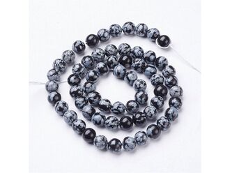 Korálková šňůra z kuliček vločkového obsidiánu, průměr 6 mm