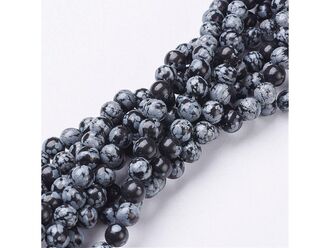 Korálková šňůra z kuliček vločkového obsidiánu, průměr 6 mm