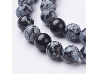 Korálková šňůra z kuliček vločkového obsidiánu, průměr 6 mm