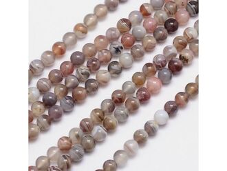 Korálková šňůra z kuliček achát Botswana, průměr 6 mm