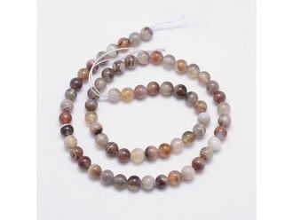 Korálková šňůra z kuliček achát Botswana, průměr 6 mm