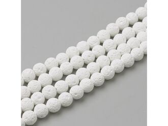 Korálková šňůra z kuliček bílé lávy, průměr 8 mm