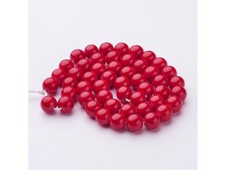 Korálková šňůra z kuliček červeného jadeitu, průměr 8 mm