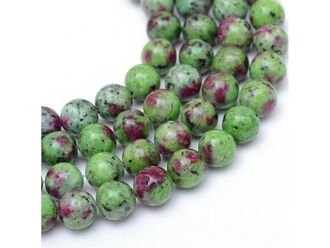Korálková šňůra z kuliček rubínu v zoisitu, imitace, průměr 8 mm