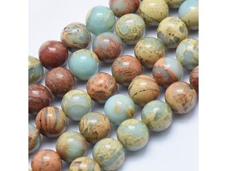 Korálková šňůra z kuliček jaspisu aqua terra, průměr 8 mm