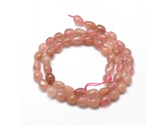 Neukončená šňůra z minerálu křemen jahodový, valounky, délka šňůry cca 37 cm