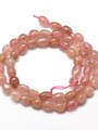 Neukončená šňůra z minerálu křemen jahodový, valounky, délka šňůry cca 37 cm