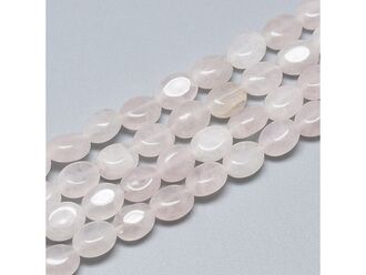 Neukončená šňůra z oválků růženínu, 8x6 mm