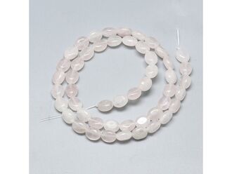 Neukončená šňůra z oválků růženínu, 8x6 mm