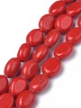 Neukončená šňůra z oválků syntetického červeného tyrkysu, 8 x 6 mm