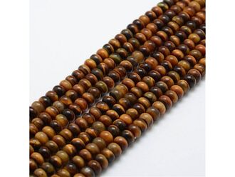 Neukončená šňůra z rondelek z minerálu tygří oko, rozměr 6 x 4 mm.