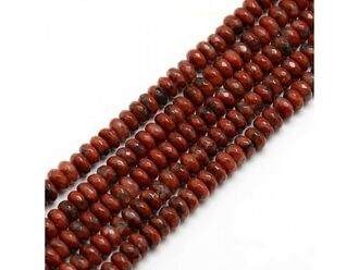 Neukončená šňůra z rondelek jaspis červený fazetovaný, 4 x 2 mm