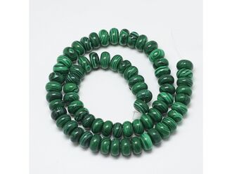 Neukončená šňůra z rondelek ze syntetického malachitu, 10 x 6 mm