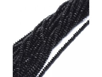 Neukončená šňůra z rondelek z turmalínu černého fasetovaného, 3.5x1.5 mm