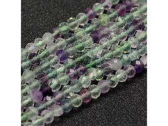 Neukončená šňůra z rondelek fluoritu fazetovaných, 4 x 3 mm